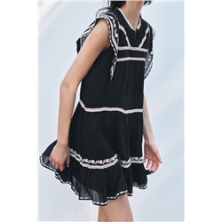ZW COLLECTION CONTRAST EMBROIDERY DRESS