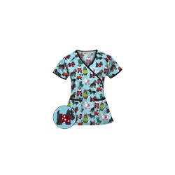 UA Best Dressed Pooch Amazing Aqua Mock Wrap Scrub Top