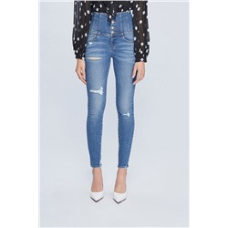 Vaquero skinny fit de tiro alto Azul