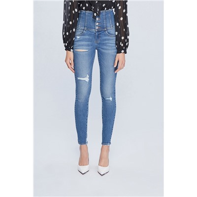 Vaquero skinny fit de tiro alto Azul