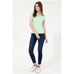 Kadın Mint Basic Polo Yaka Tişört