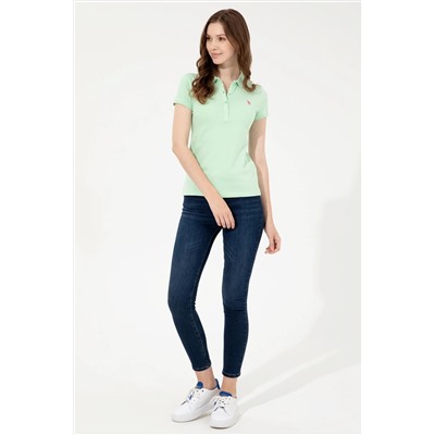 Kadın Mint Basic Polo Yaka Tişört