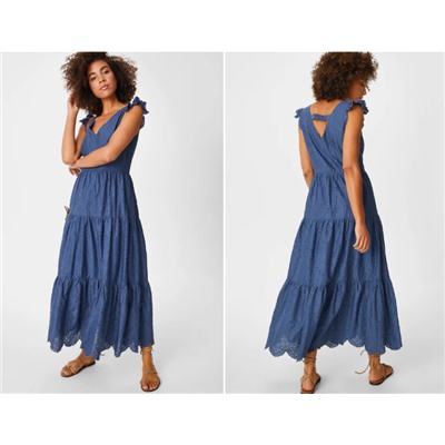 Fit & Flare Kleid - Bio-Baumwolle - bestickt
