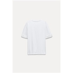 T-SHIRT WITH RHINESTONE CUFFS