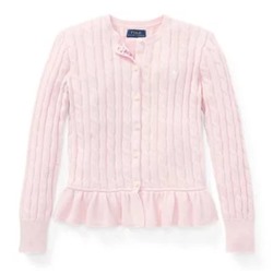 GIRLS 7-16 Cotton Peplum Cardigan