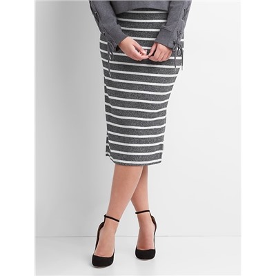 Softspun stripe midi skirt
