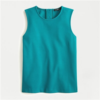 Jeweled button-back ponte top