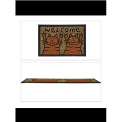 Relaxdays  Fußmatte "Katzen" in Orange/ Natur- (B)60 x (T)40 cm