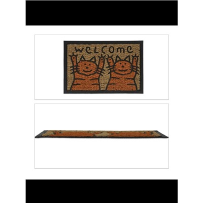 Relaxdays  Fußmatte "Katzen" in Orange/ Natur- (B)60 x (T)40 cm