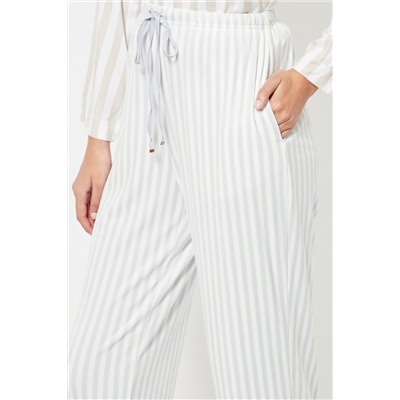 Pantalón recto de pijama de terciopelo cintura alta - Blanco
