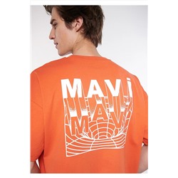 Mavi Logo Sırt Baskılı Turuncu Tişört Oversize / Geniş Kesim 0611448-80644