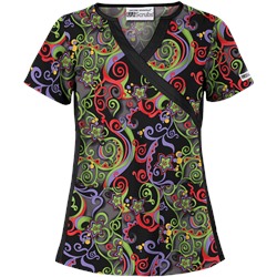 UA Imperial Garden Granite V-Inset Mock Wrap Print Scrub Top
