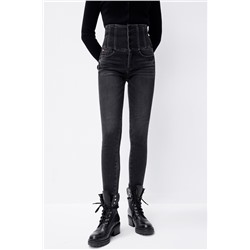Vaquero skinny fit de tiro alto Negro