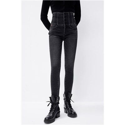Vaquero skinny fit de tiro alto Negro