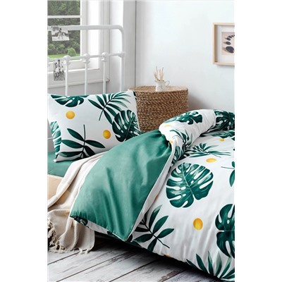 Ev & Ev Home Tek Kişilik Kolay Ütülenir Nevresim Takımı Monstera Yeşil Ep-017378