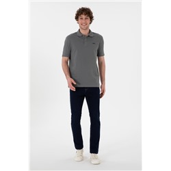 Erkek Regular Fit Polo Yaka Gri Basic Tişört
