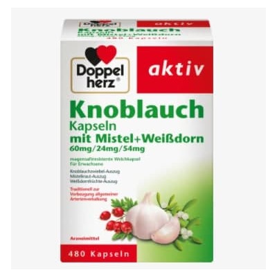 Knoblauch Kapseln mit Mistel + Weißdorn, 480 St