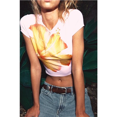 POLYAMIDE FLORAL T-SHIRT
