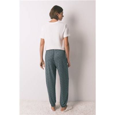 Pantalón largo punto ante estampado corazones