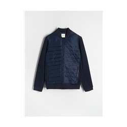 Gesteppte Sweatjacke aus Materialmix
