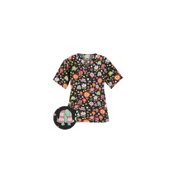 UA Slowpoke Black V-Neck Print Scrub Top