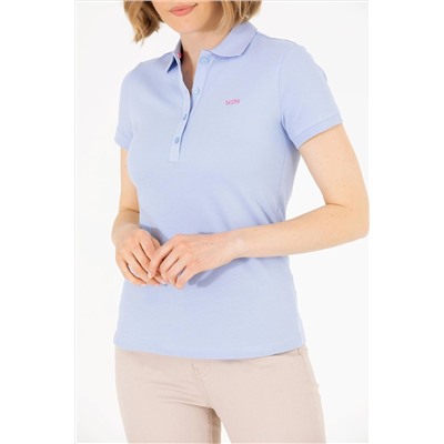 Kadın Mavi Basic Polo Yaka Tişört
