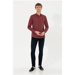 Erkek Bordo Uzun Kollu Basic Gömlek