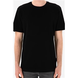 Erkek Regular Fit Bisiklet Yaka Siyah Basic Tişört