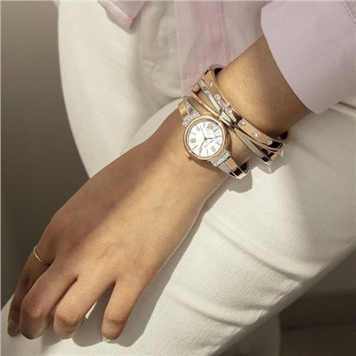 Anne Klein Women's Premium Crystal Accented Bangle Watch Set, AK/2245