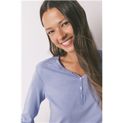 Camiseta manga corta algodón perchado lila