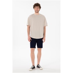 Erkek Long Fit Bisiklet Yaka Taş Basic Tişört