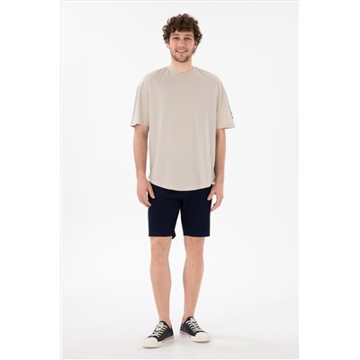 Erkek Long Fit Bisiklet Yaka Taş Basic Tişört