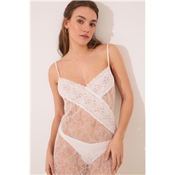 Camisón midi encaje blanco