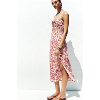 PRINTED RUSTIC MIDI DRESS