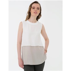Ekru Regular Fit Kolsuz Bluz