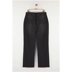 More Sustainable Siyah Yüksek Bel Comfort Straight Fit Büyük Beden Jeans TBBAW24CJ00045
