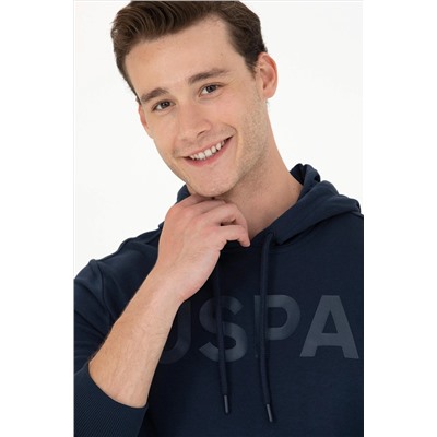 Erkek Lacivert Kapüşonlu Basic Sweatshirt