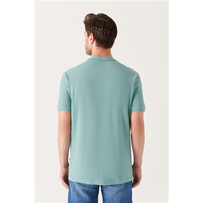 Su Yeşili %100 Pamuk Serin Tutan Polo Yaka T-Shirt