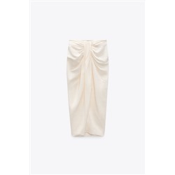 LINEN BLEND MIDI SKIRT