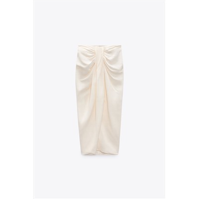 LINEN BLEND MIDI SKIRT