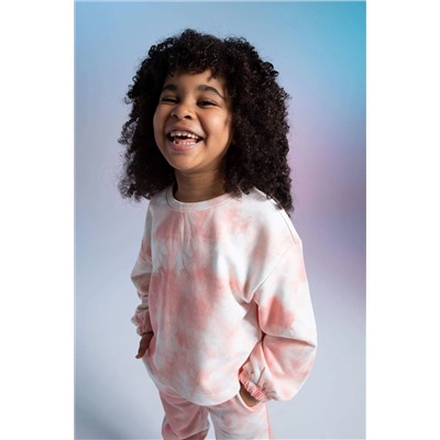 Kız Çocuk Crop Bisiklet Yaka Sweatshirt