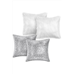 LadiesHome 4 Parça Peluş Ve Payetli Kırlent Kılıfı 45*45 SuperSet