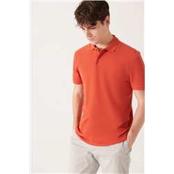 Koyu Turuncu %100 Pamuk Serin Tutan Polo Yaka T-Shirt