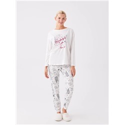LC Waikiki Bisiklet Yaka Baskılı Uzun Kollu Kadın Pijama Takımı, LCW DREAM                                            
                                            Bisiklet Yaka Baskılı Uzun Kollu Kadın Pijama Takımı