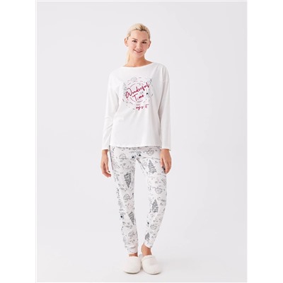 LC Waikiki Bisiklet Yaka Baskılı Uzun Kollu Kadın Pijama Takımı, LCW DREAM                                            
                                            Bisiklet Yaka Baskılı Uzun Kollu Kadın Pijama Takımı