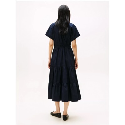 Poplin Tiered Midi Dress