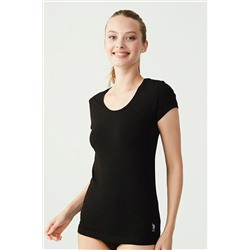 U.S. Polo Assn., Pamuklu, Modal Kumaş, Derin Yuvarlak Yaka Likralı T-shirt 66003