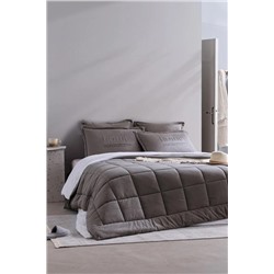 Bobigny Çift Kişilik Pamuklu SuperSoft Comforter Set - Antrasit