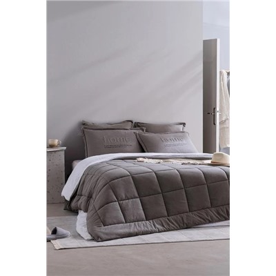 Bobigny Çift Kişilik Pamuklu SuperSoft Comforter Set - Antrasit