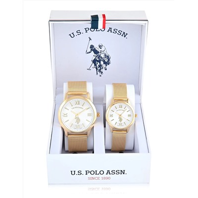 HIS AND HERS GOLD MESH STRAP WATCH SET